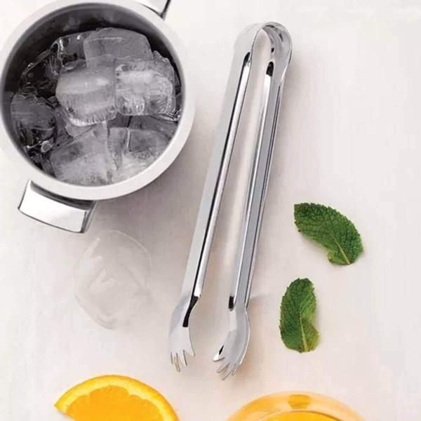 Imagem de Kit 4 Pegadores de Gelo Inox 18cm para Buffets Frutas Frios Multiuso Pequenos