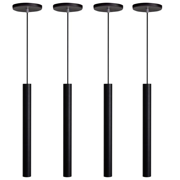 Imagem de Kit 4 Pendente Luminária Tubo Preto 40 Cm