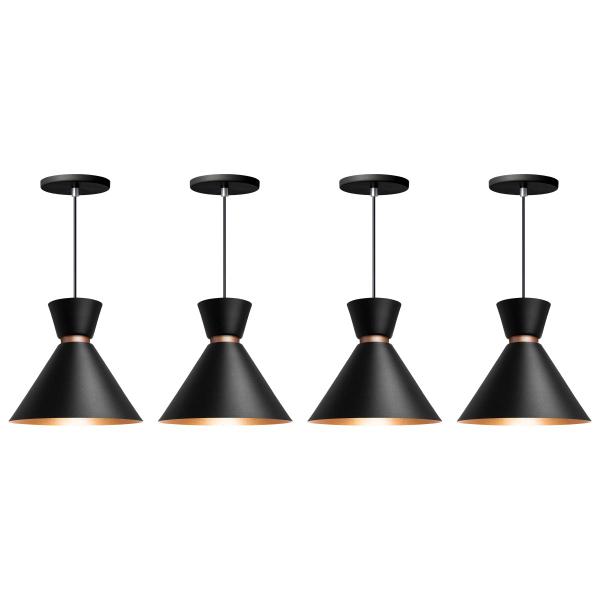 Imagem de Kit 4 Pendente Lustre Luminária Berlin 23cm Preto