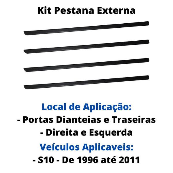 Imagem de Kit 4 Pestanas Externas S10 Cabine Dupla De 95 A 11 - UN / 4