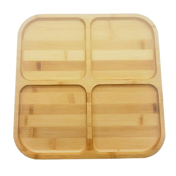 Imagem de Kit 4 Petisqueiras Quadrada Bambu 20cm Servir e Decorar