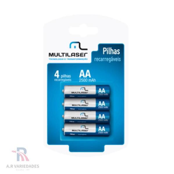 Imagem de Kit 4 Pilhas Aa 2500mah Recarregável Multilaser Cb052