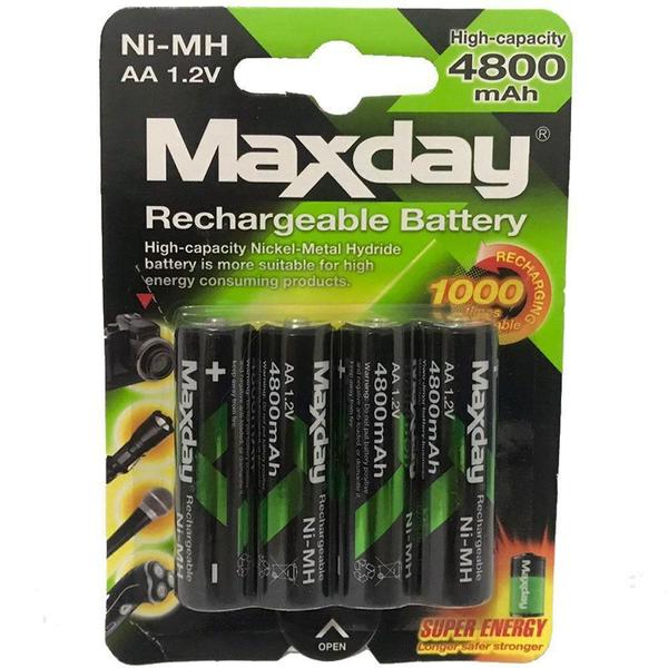 Imagem de Kit 4 Pilhas Recarregáveis Aa 1.2V Maxday 4800Mah