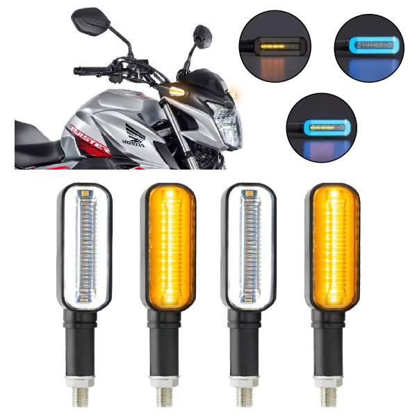 Imagem de Kit 4 Pisca Led Moto Dianteiro Traseiro Seta Sequencial Drl