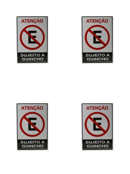 Imagem de KIT 4 PlacaS DE Sinalização 30x20 Atenção Sujeito a Guincho