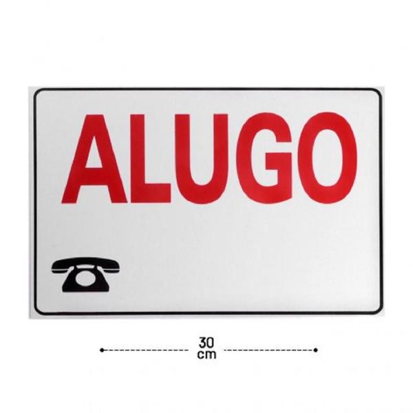 Imagem de KIT 4 PlacaS DE Sinalização 30x20 FRASE Alugo, locação