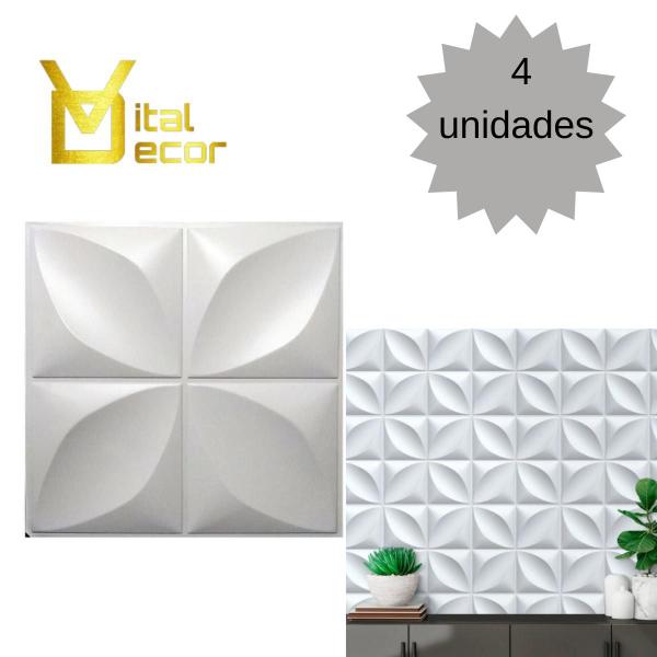 Imagem de Kit 4 placas Revestimento Para Parede De Pvc 3d 50x50cm Vital Decor