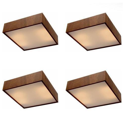 Kit 4 Plafons Luminária Quadrado Madeira 40Cm - Adrilustres Imagem de Kit 4 Plafons Luminária Quadrado Madeira 40Cm