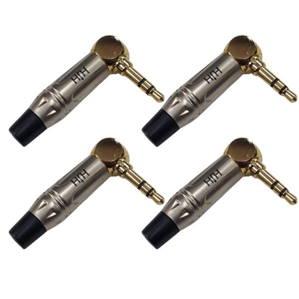Kit 4 Plug P2 Estéreo 90º Linha Profissional Estilo Amphenol - HJH Imagem de Kit 4 Plug P2 Estéreo 90º Linha Profissional Estilo Amphenol