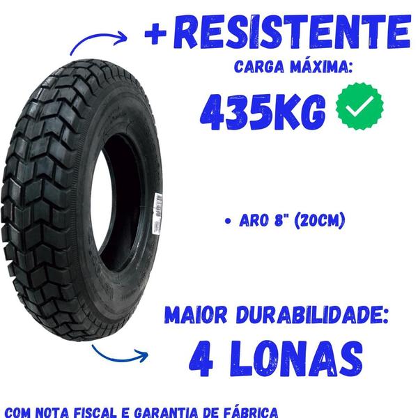 Imagem de Kit 4 Pneu De Carga Levorin Aro 8 Reforçado 4 Lonas P/até 435kg Balão