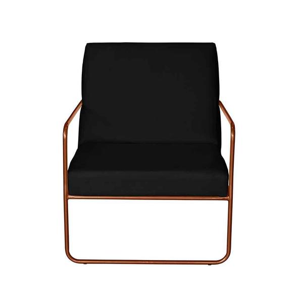 Imagem de KIT 4 Poltrona para Descanso Iza Base de Ferro Bronze Jardim Varanda Suede Preto - Móveis Mafer