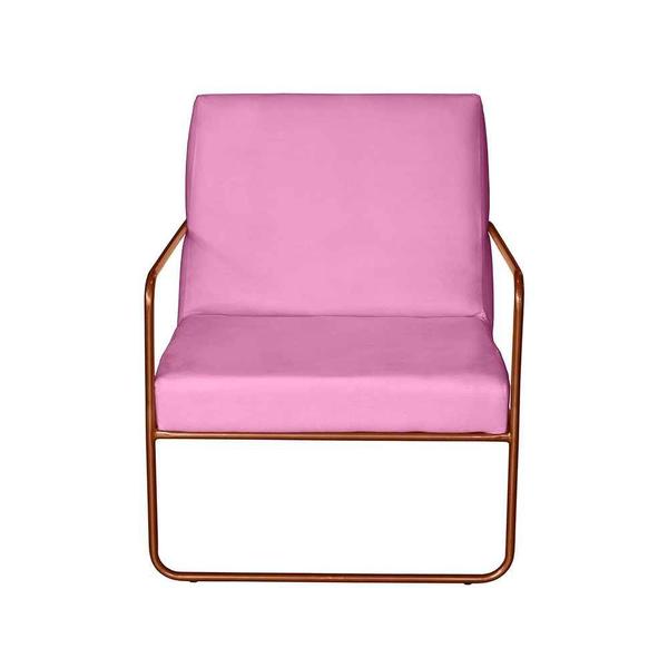 Imagem de KIT 4 Poltrona para Descanso Iza Base de Ferro Bronze Jardim Varanda Suede Rose - Móveis Mafer