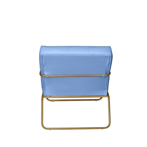 Imagem de KIT 4 Poltrona para Descanso Iza Base de Ferro Dourado Jardim Varanda Suede Azul Turquesa - Móveis Mafer