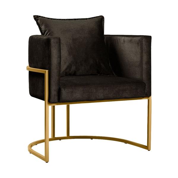 Imagem de Kit 4 Poltronas Base de Metal Dourado Decorativas Luna Veludo - Shop das Cabeceiras