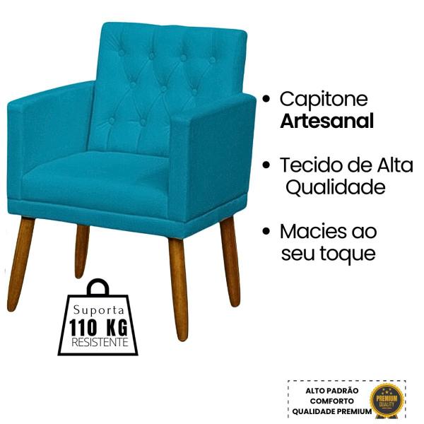 Imagem de Kit 4 Poltronas Capitone Decorativa para Recepção Sala de Estar Sala de Espera estofada pés palito madeira