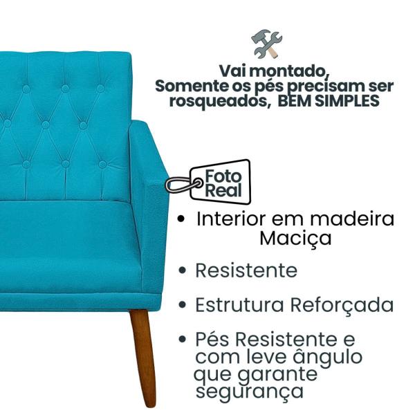 Imagem de Kit 4 Poltronas Capitone Decorativa para Sala de Estar Recepção Sala de Espera estofada pés palito madeira