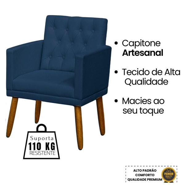 Imagem de Kit 4 Poltronas Capitone Decorativa para Sala de Estar Recepção Sala de Espera estofada pés palito madeira