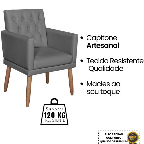 Imagem de Kit 4 Poltronas Capitone material sintético para Sala de Espera Decorativa Cadeira Estofada Resistente Escritório Recepção Manicure