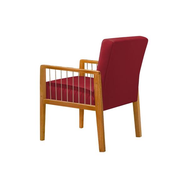 Imagem de Kit 4 Poltronas Decorativa Base em Madeira Maciça e Corda Náutica Copacabana Veludo Vermelho