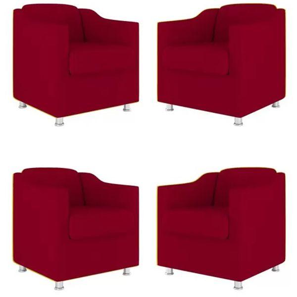 Imagem de Kit 4 Poltronas Decorativa Bia Suede Vermelho - TWdecora