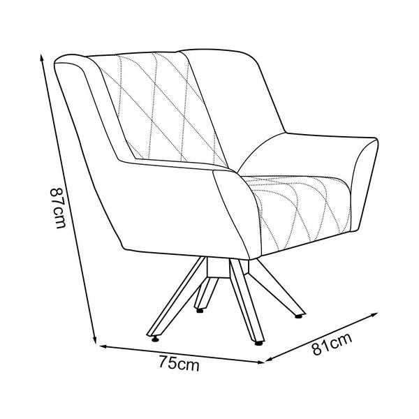 Imagem de Kit 4 Poltronas Decorativa Dimitri Prime Veludo Preto Base Giratória em Madeira Maciça