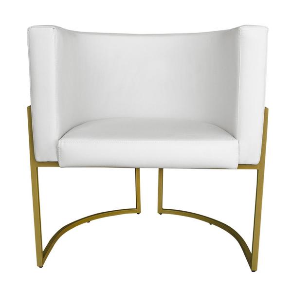 Imagem de Kit 4 Poltronas Decorativa Luana Base Gold PU Branco - Montanaris Decor