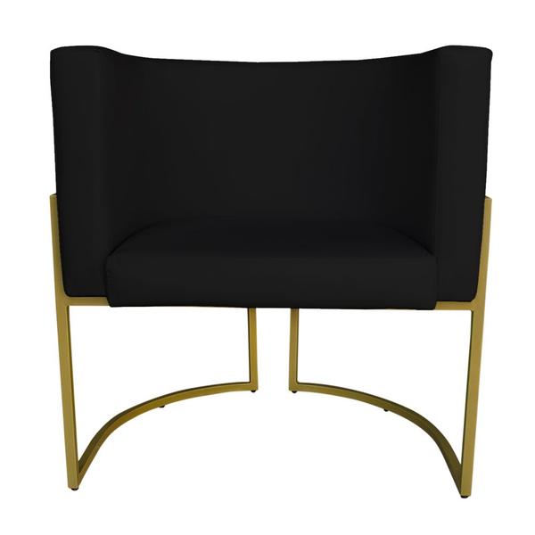 Imagem de Kit 4 Poltronas Decorativa Luana Base Gold PU Preto - Montanaris Decor