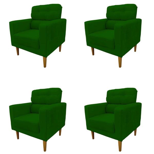 Imagem de Kit 4 Poltronas Decorativa Luna Sala de Estar Veludo Verde Kimi Design