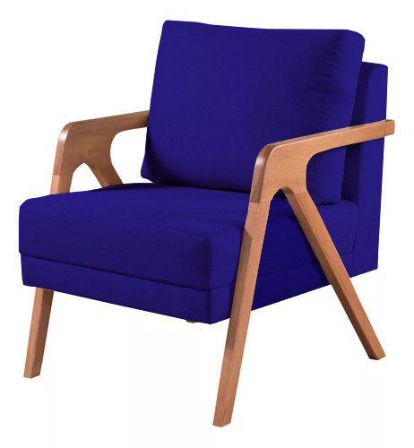 Imagem de Kit 4 Poltronas Decorativa Mona Veludo Azul Marinho - Kimi Décor