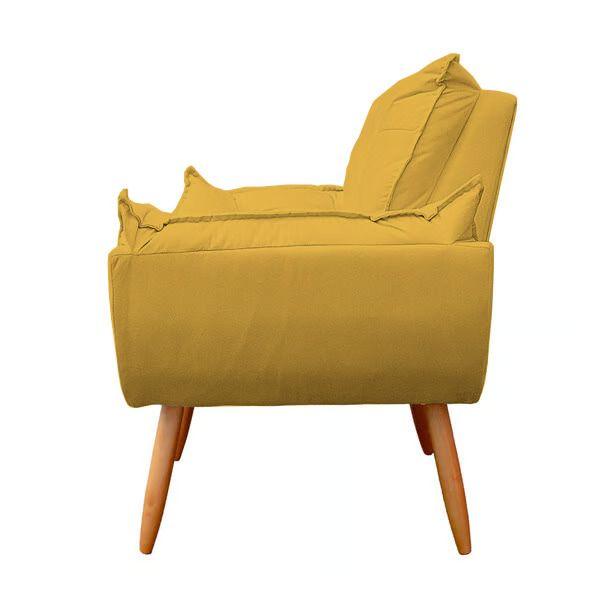 Imagem de Kit 4 Poltronas Decorativa Opala Sala de Estar Tecido Suede Amarelo Kimi Decor