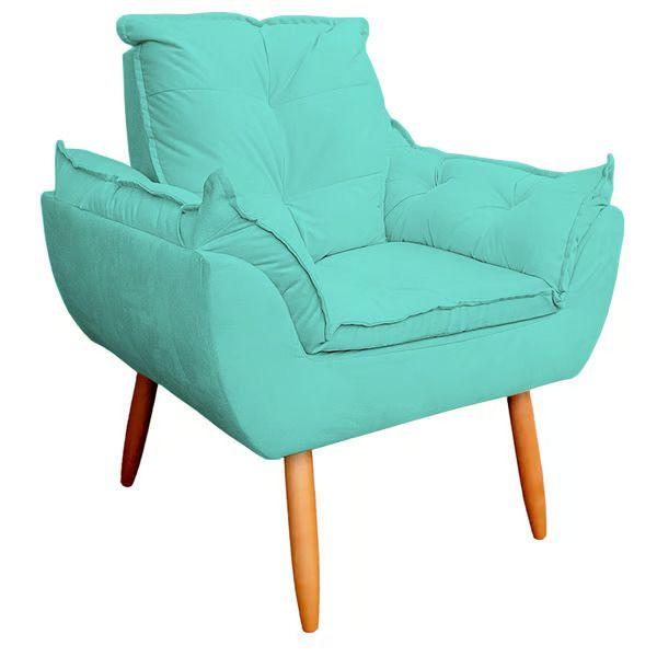 Imagem de Kit 4 Poltronas Decorativa Opala Sala de Estar Tecido Suede Azul Turquesa Kimi Decor