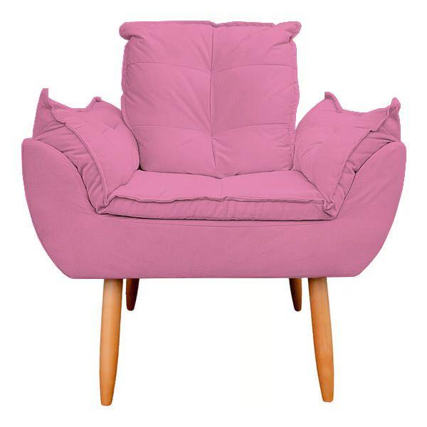 Imagem de Kit 4 Poltronas Decorativa Opala Sala de Estar Tecido Suede Rosa Kimi Decor