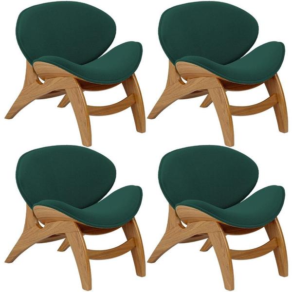 Imagem de Kit 4 Poltronas Decorativa Orgânica Sala Living Kadosh L02 Bouclê Verde - Lyam Decor