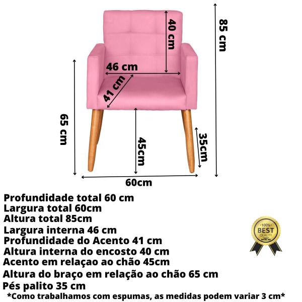 Imagem de Kit 4 Poltronas Decorativa para Sala de Estar Recepção Sala de Espera estofada pés palito madeira