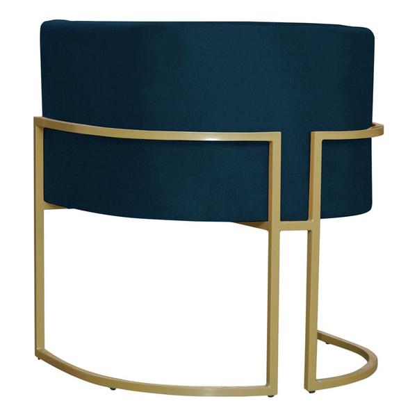 Imagem de Kit 4 Poltronas Decorativa Sala de Estar Luana Base Gold Suede Azul Marinho - Montanaris Decor