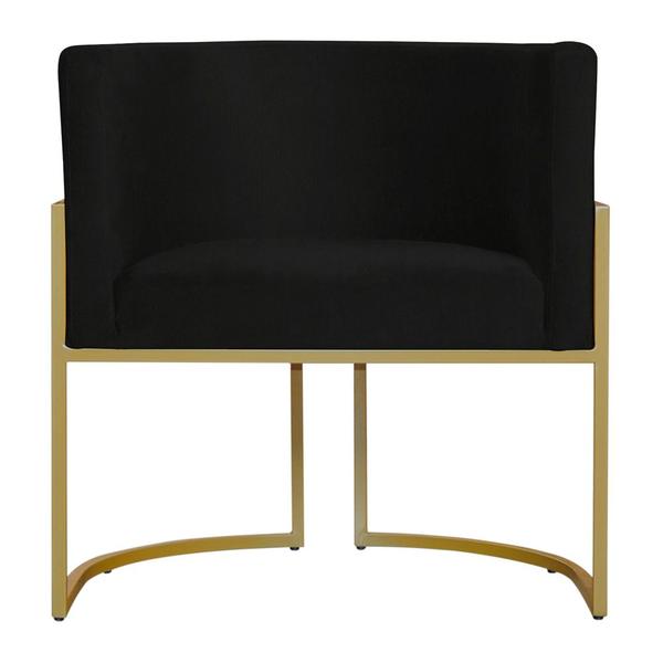 Imagem de Kit 4 Poltronas Decorativa Sala de Estar Luana Base Gold Suede Preto - Montanaris Decor