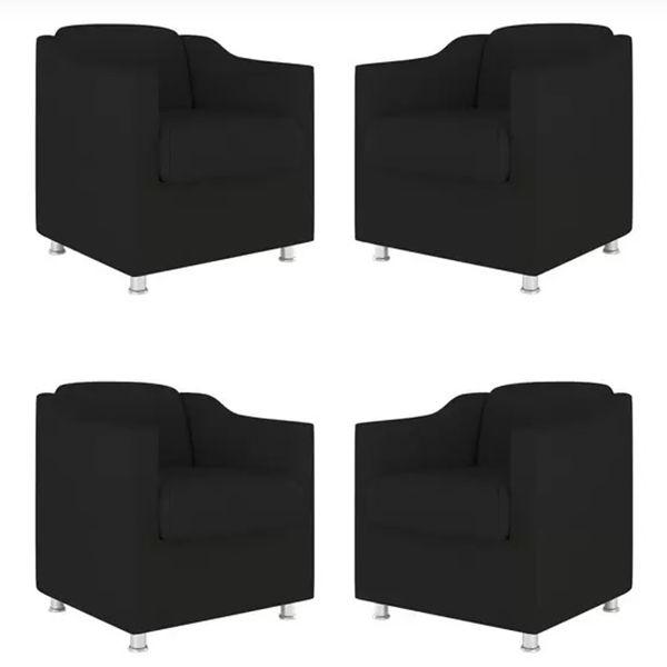 Imagem de Kit 4 Poltronas Decorativa Tilla Suede Preto - TWdecora