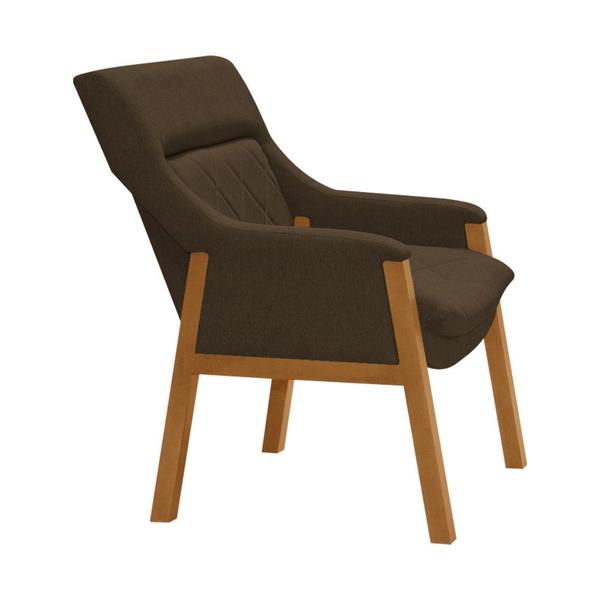 Imagem de Kit 4 Poltronas Decorativa Zara Prime Veludo Marrom Base em Madeira Maciça