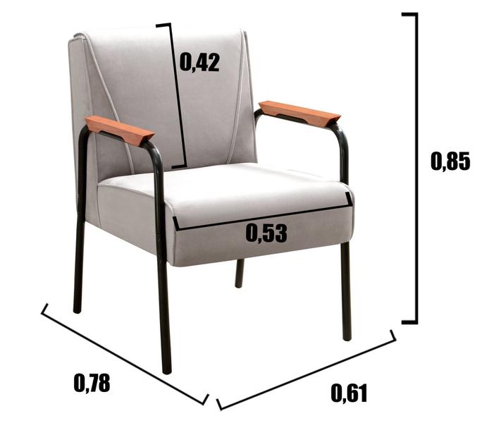 Imagem de Kit 4 Poltronas Decorativas Braços Fixo Jade