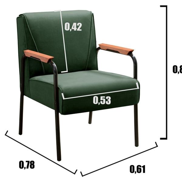 Imagem de Kit 4 Poltronas Decorativas Braços Fixo Jade