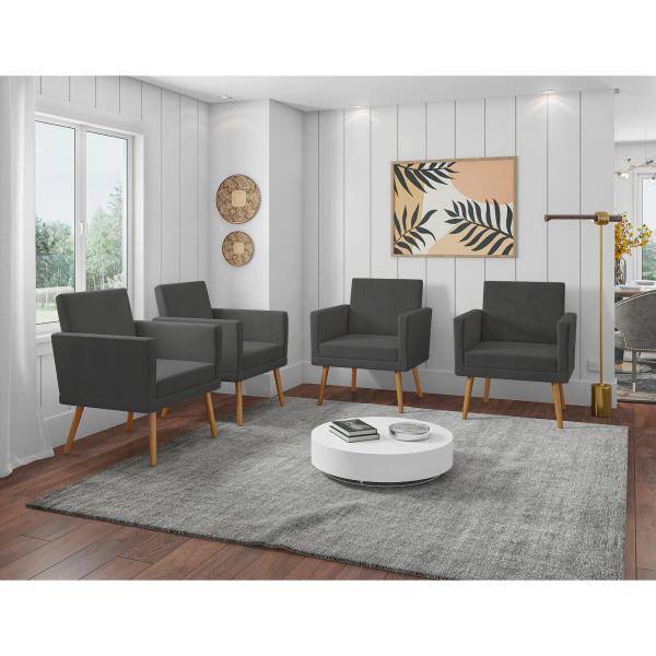 Imagem de Kit 4 Poltronas Decorativas Larah Suede Marrom