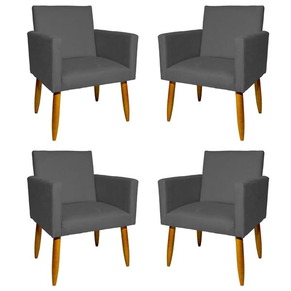 Imagem de Kit 4 Poltronas Decorativas Nina Para Sala Recepção Escritório Suede - Clique E Decore