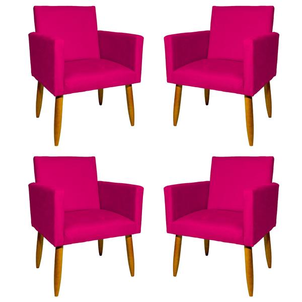 Imagem de Kit 4 Poltronas Decorativas Nina Para Sala Recepção Escritório Suede - Clique E Decore