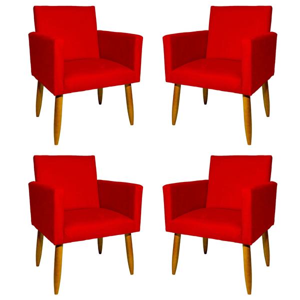 Imagem de Kit 4 Poltronas Decorativas Nina Para Sala Recepção Escritório Suede - Clique E Decore