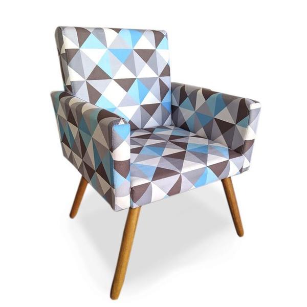 Imagem de Kit 4 Poltronas Decorativas Nina Pés Palito Suede Triangulo Azul - Maitê Moda Casa