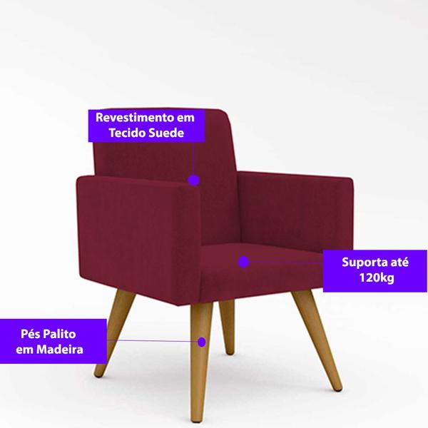 Imagem de Kit 4 Poltronas Decorativas Nina Suede - V8 Decor