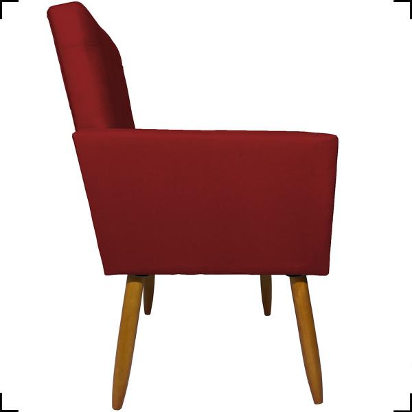 Imagem de Kit 4 Poltronas Decorativas Para Sala E Quarto Isa Suede Bordô Pé Castanho