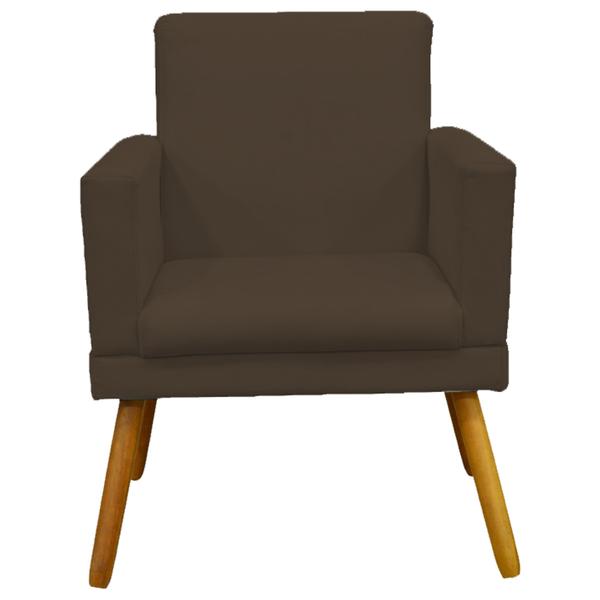 Imagem de Kit 4 Poltronas Decorativas Para Sala Nina Com Base Suede Pé Castanho - Clique E Decore