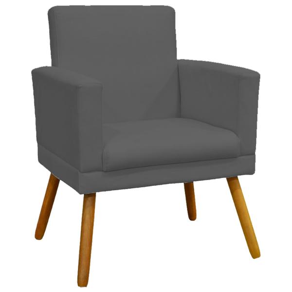 Imagem de Kit 4 Poltronas Decorativas Para Sala Nina Com Base Suede Pé Castanho - Clique E Decore