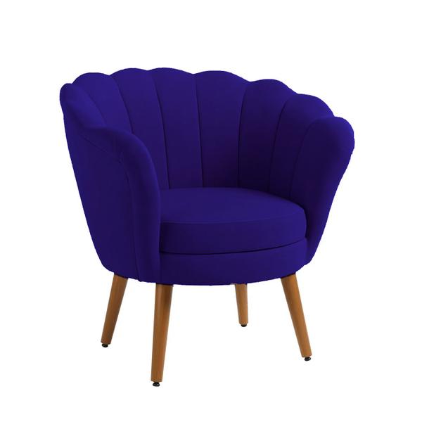 Imagem de Kit 4 Poltronas Decorativas Pétala Sala de Estar Tecido Veludo Azul Marinho Kimi Decor